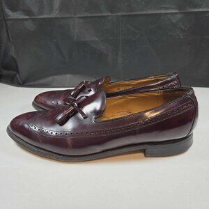 JOHNSTON & MURPHY ARISTOCRAFT WINGTIP SHOES TASSEL BURGANDY MEN'S SIZE 14